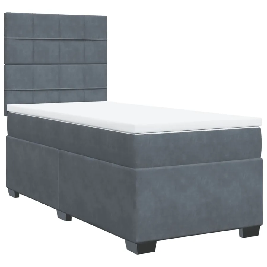 Sommier à lattes de lit et matelas Gris foncé 90x190 cm Velours - 5