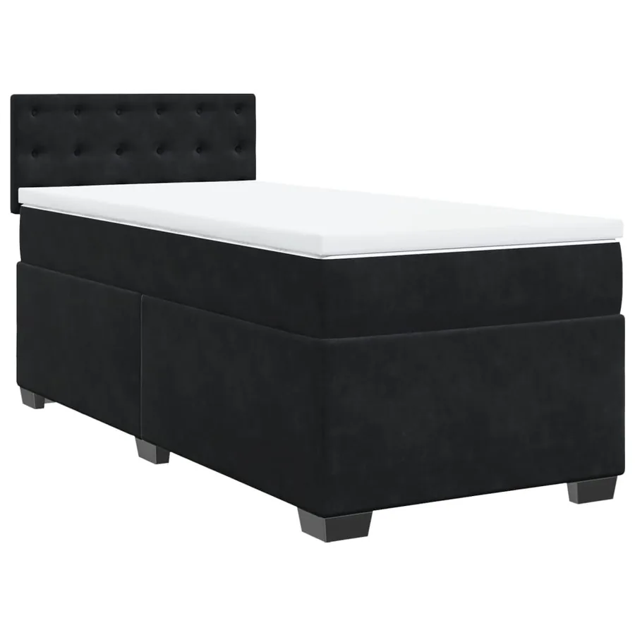 Sommier à lattes de lit avec matelas Noir 90x190 cm Velours - 3