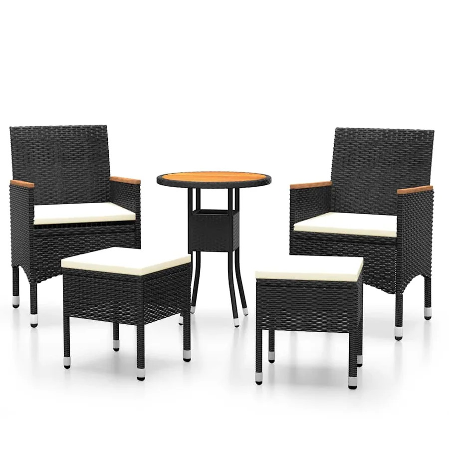 Salon de jardin 5 pcs Résine tressée Noir - 2