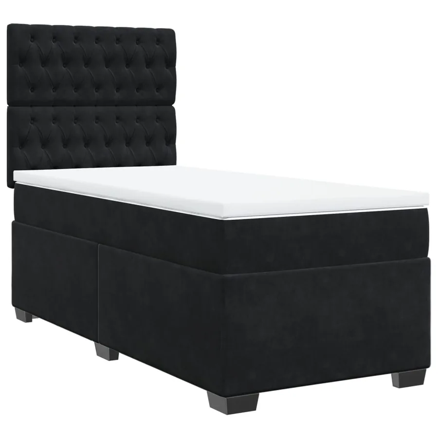 Sommier à lattes de lit avec matelas Noir 90x190 cm Velours - 2