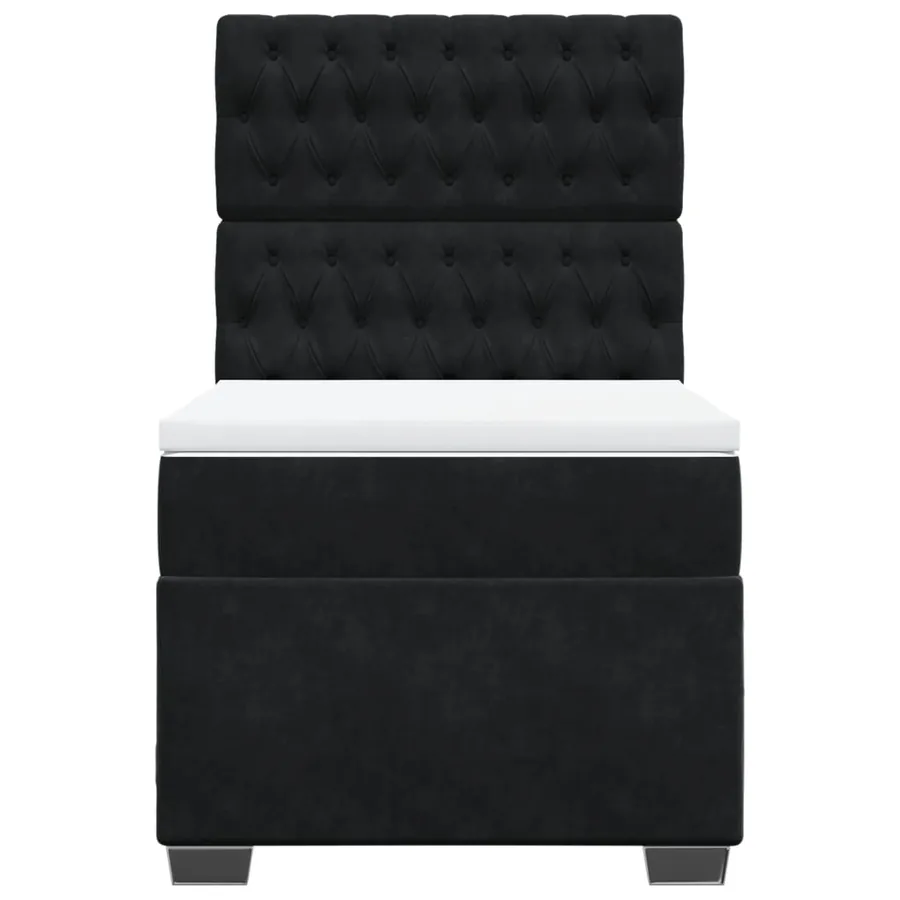 Sommier à lattes de lit avec matelas Noir 90x190 cm Velours - 4