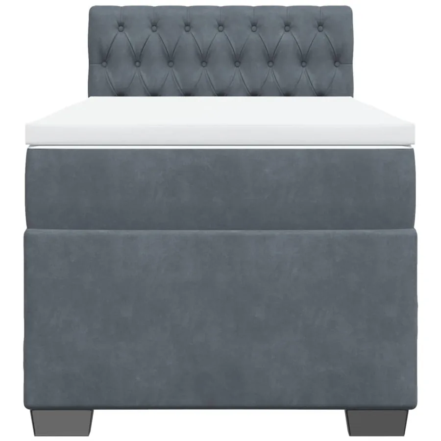 Sommier à lattes de lit et matelas Gris foncé 80x200 cm Velours - 6