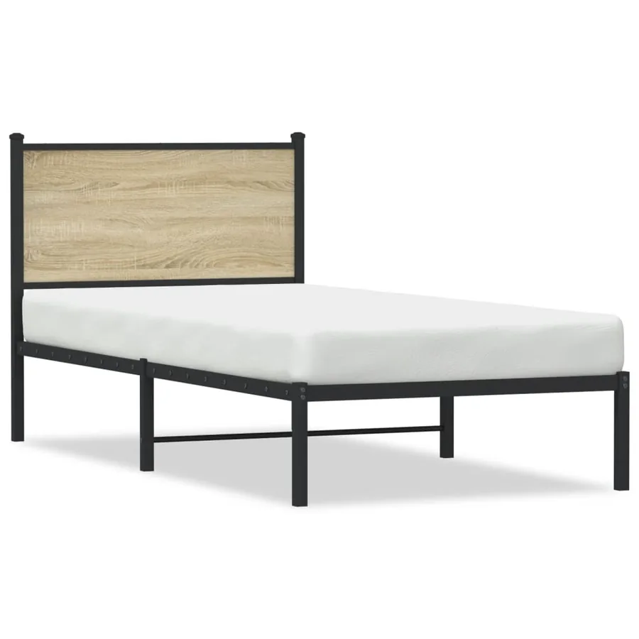 Cadre de lit en métal sans matelas chêne sonoma 75x190 cm - 2