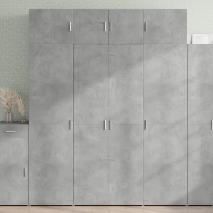 Buffet haut gris béton 80x42,5x185 cm bois d'ingénierie