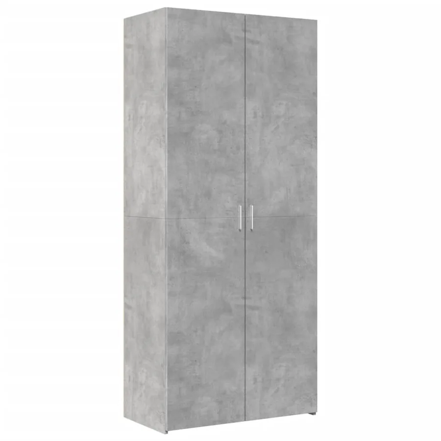 Buffet haut gris béton 80x42,5x185 cm bois d'ingénierie - 2