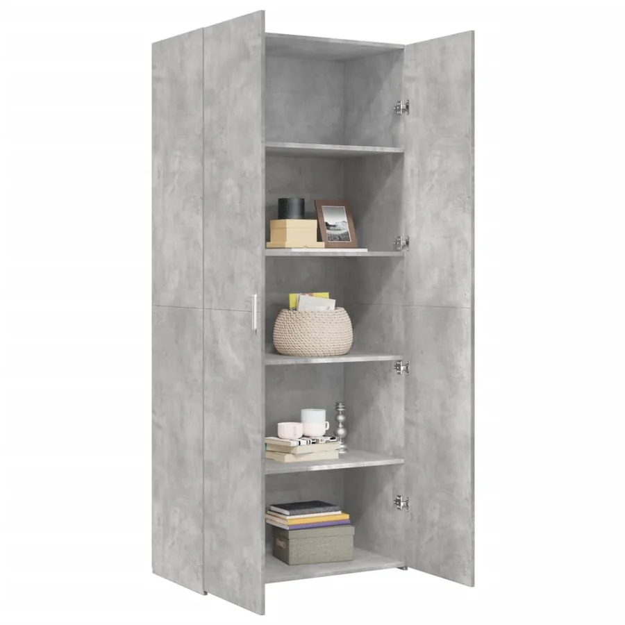 Buffet haut gris béton 80x42,5x185 cm bois d'ingénierie - 7