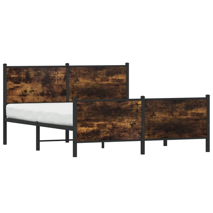 Cadre de lit en métal sans matelas chêne fumé 140x200 cm - 3
