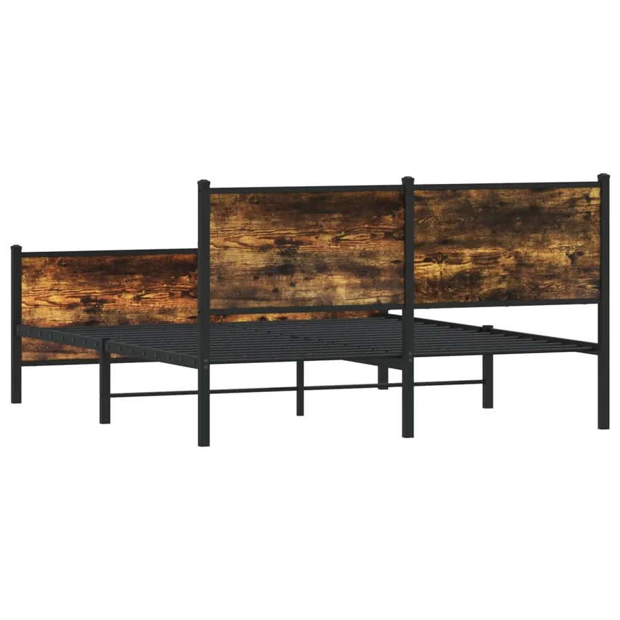 Cadre de lit en métal sans matelas chêne fumé 140x200 cm - 7