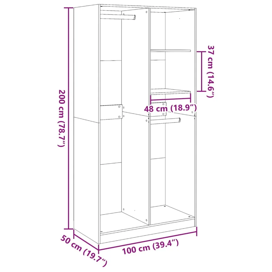Garde-robe Blanc 100x50x200 cm Bois d'ingénierie - 10