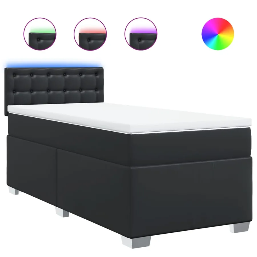 Sommier à lattes de lit avec matelas Noir 100x200 cm Similicuir - 2