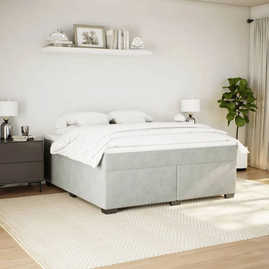 Sommier à lattes de lit et matelas Gris clair 180x200cm Velours - 3