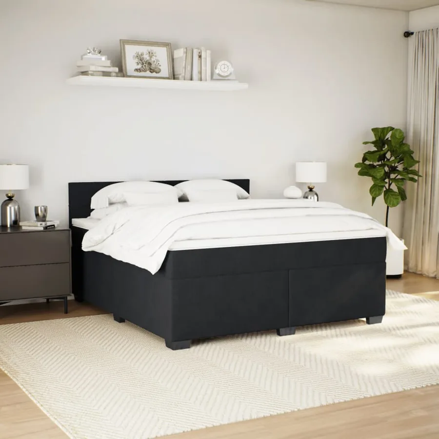 Sommier à lattes de lit avec matelas Noir 180x200 cm Velours - 3