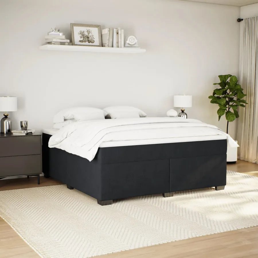 Sommier à lattes de lit avec matelas Noir 180x200 cm Velours - 3