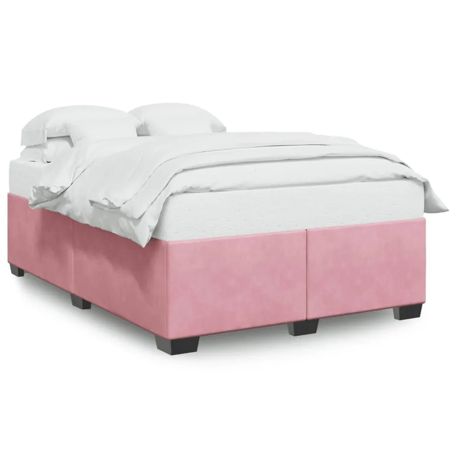 Cadre de lit sans matelas rose 140x200 cm velours - 2