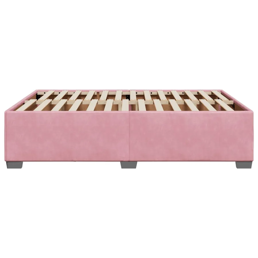 Cadre de lit sans matelas rose 140x200 cm velours - 5