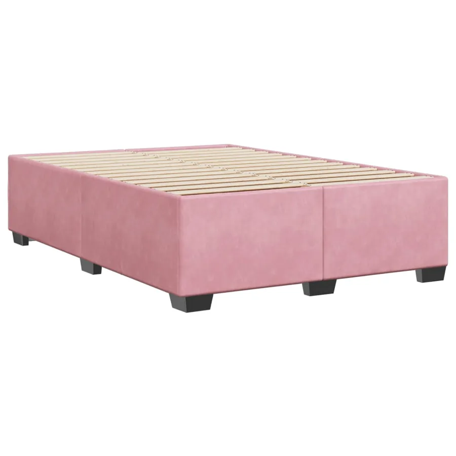Cadre de lit sans matelas rose 140x200 cm velours - 6