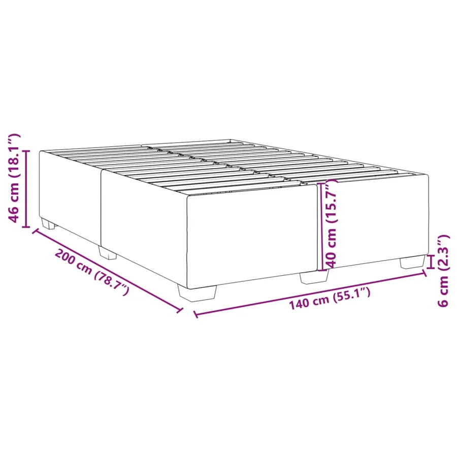 Cadre de lit sans matelas rose 140x200 cm velours - 9