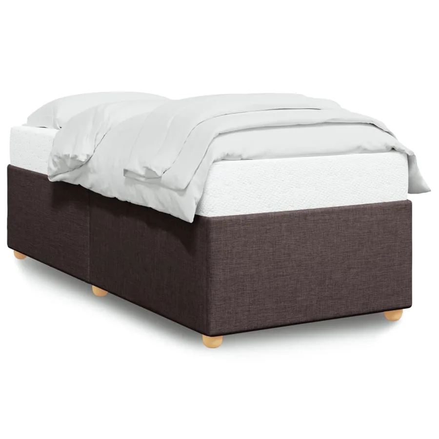 Cadre de lit sans matelas marron foncé 100x200 cm tissu - 2