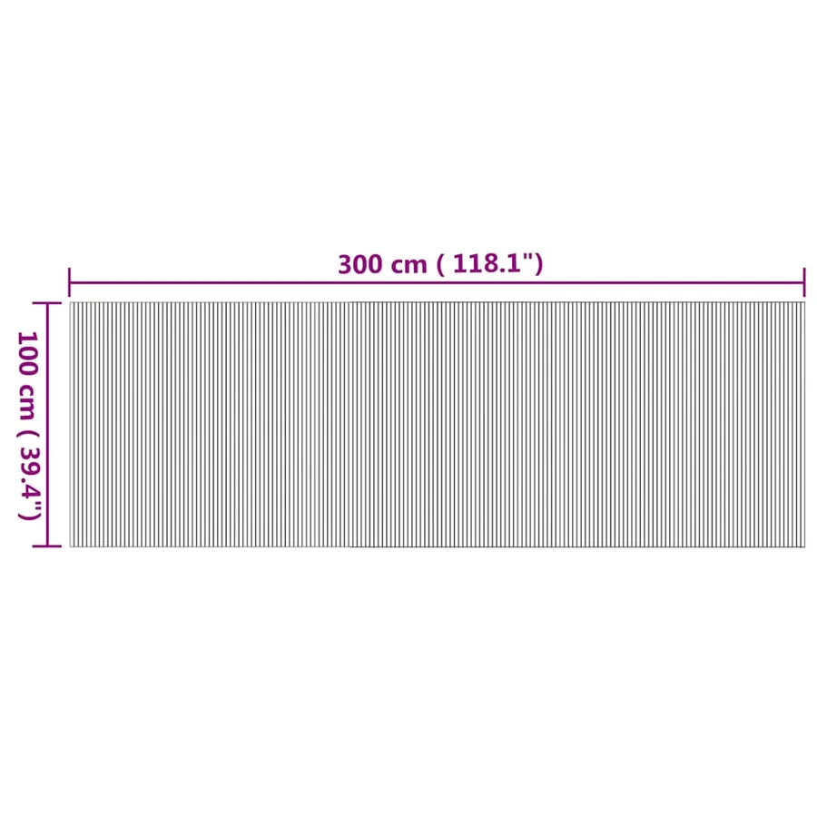 Tapis rectangulaire naturel 100x300 cm bambou - 8