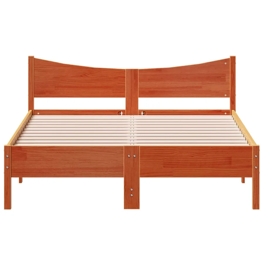 Cadre de lit sans matelas cire marron 135x190cm bois pin massif - 4
