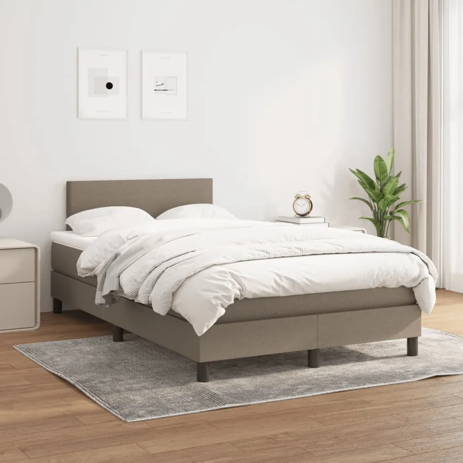 Sommier à lattes de lit avec matelas taupe 120x190 cm tissu - 3