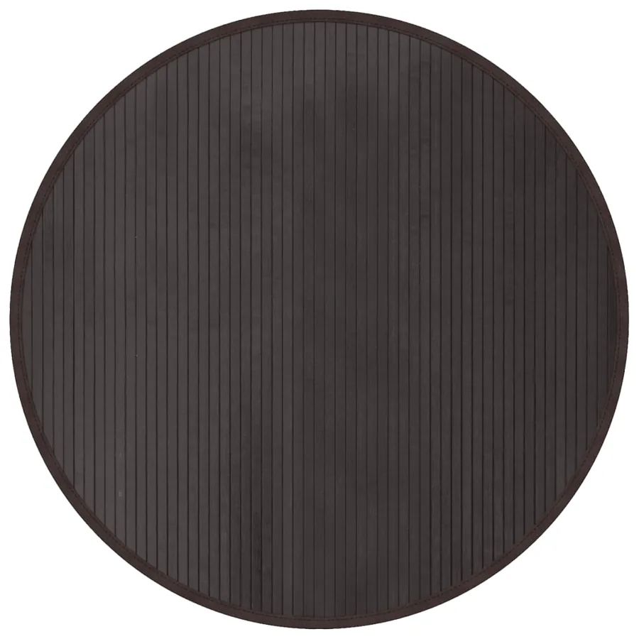 Tapis rond marron foncé 100 cm bambou - 2