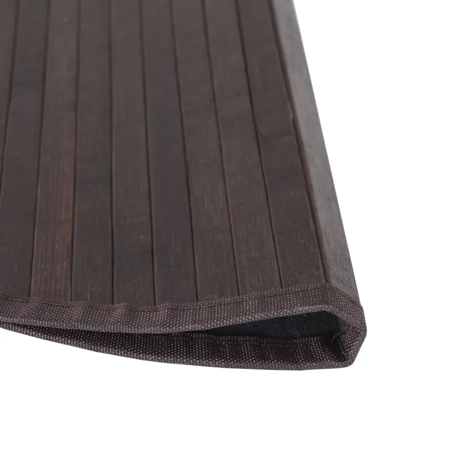Tapis rond marron foncé 100 cm bambou - 4