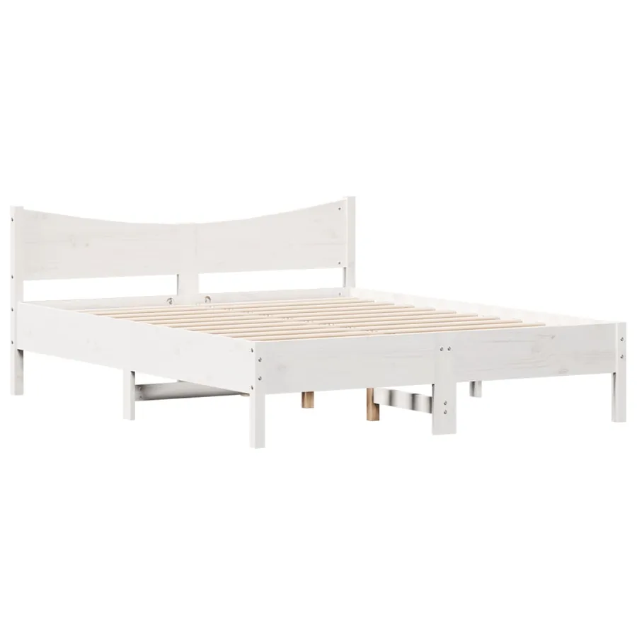 Cadre de lit sans matelas blanc 150x200 cm bois de pin massif - 3