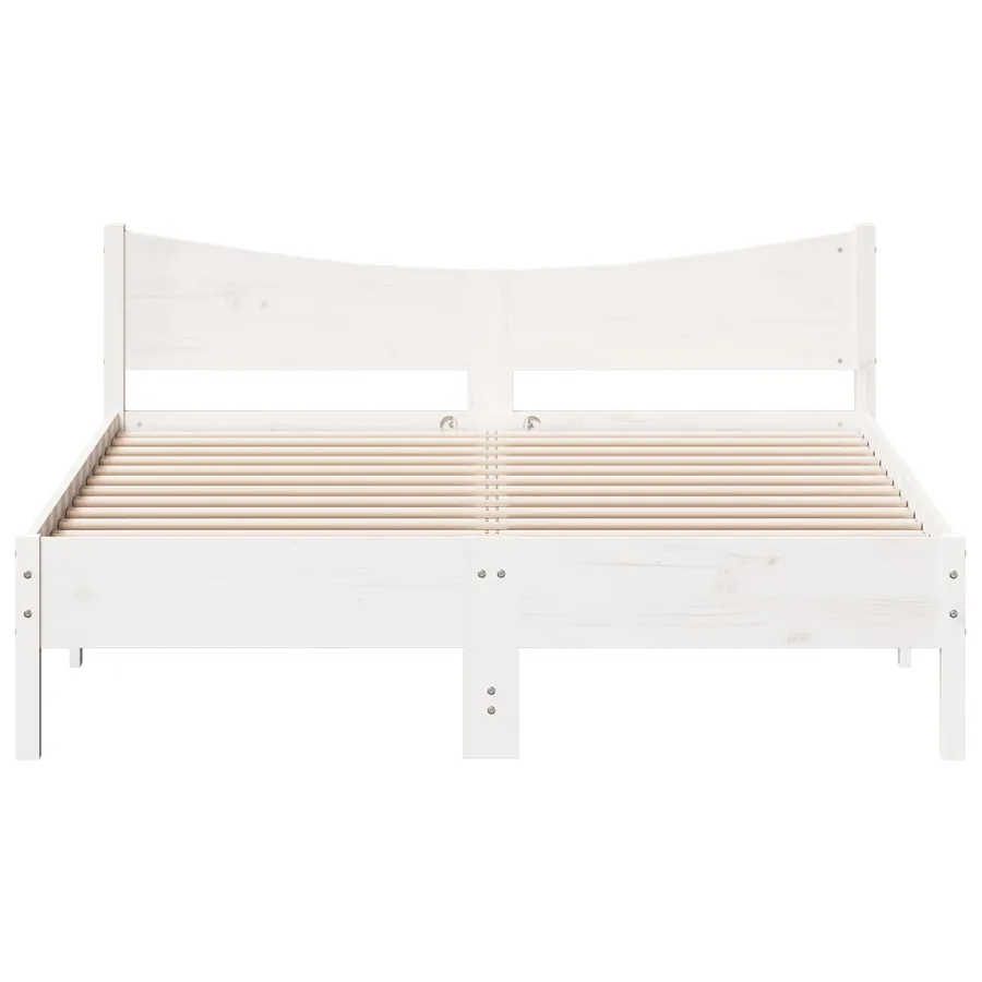 Cadre de lit sans matelas blanc 150x200 cm bois de pin massif - 4