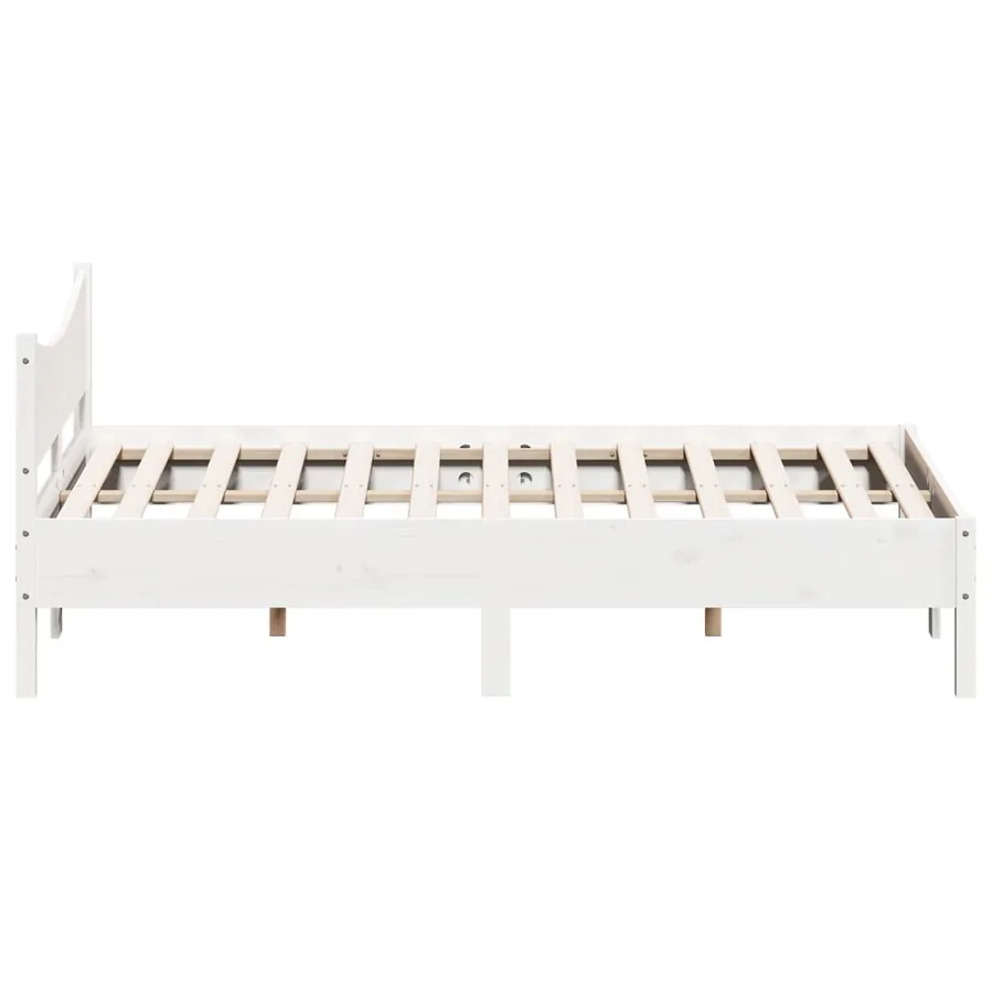 Cadre de lit sans matelas blanc 150x200 cm bois de pin massif - 5