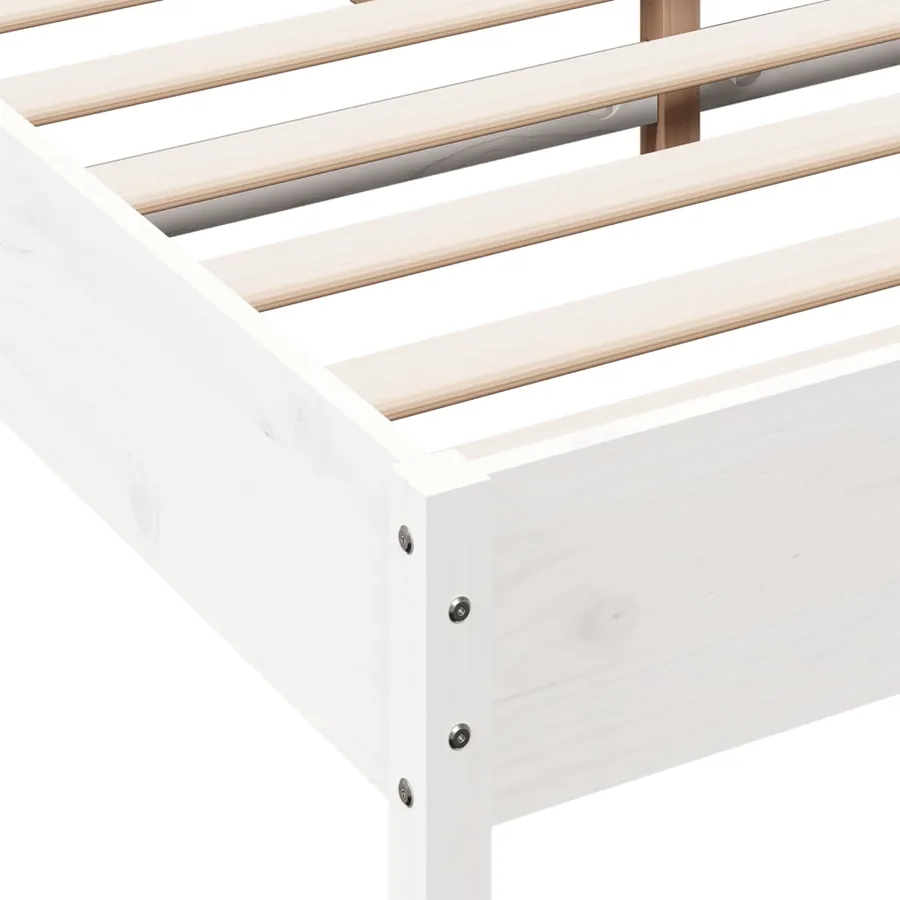 Cadre de lit sans matelas blanc 150x200 cm bois de pin massif - 7
