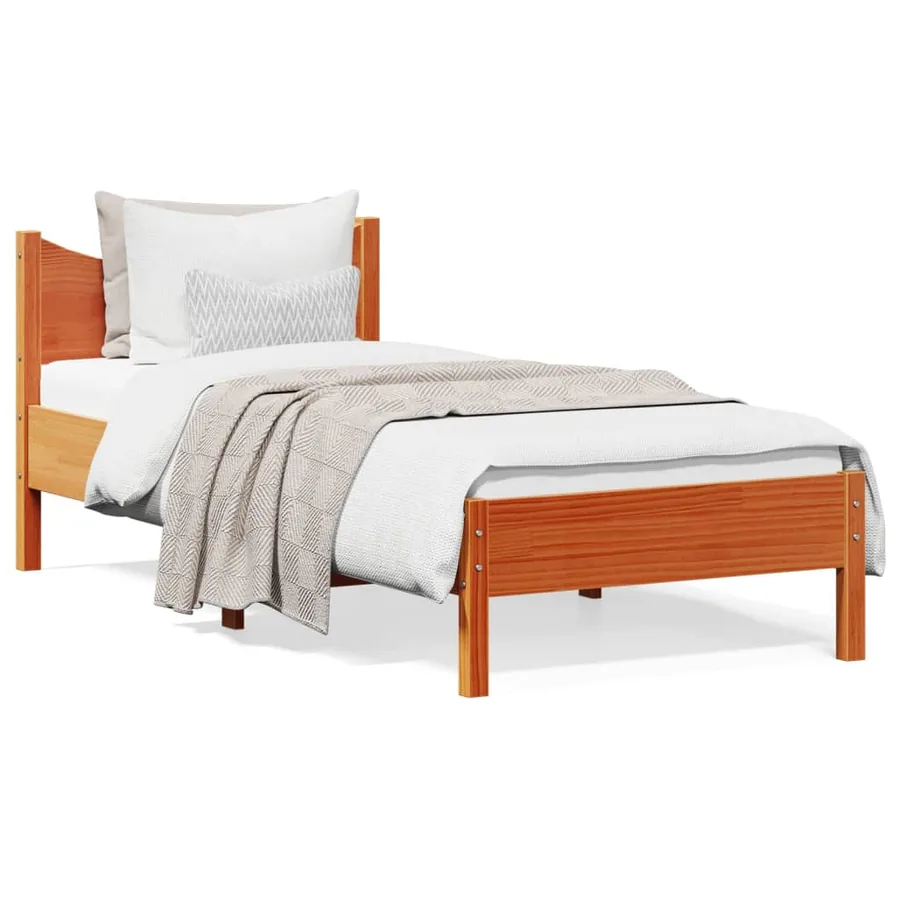 Cadre de lit sans matelas cire marron 100x200cm bois pin massif - 2