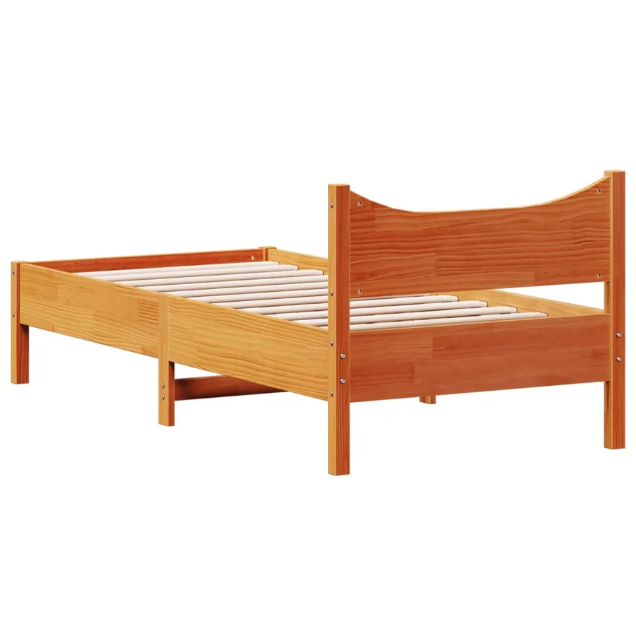 Cadre de lit sans matelas cire marron 100x200cm bois pin massif - 6