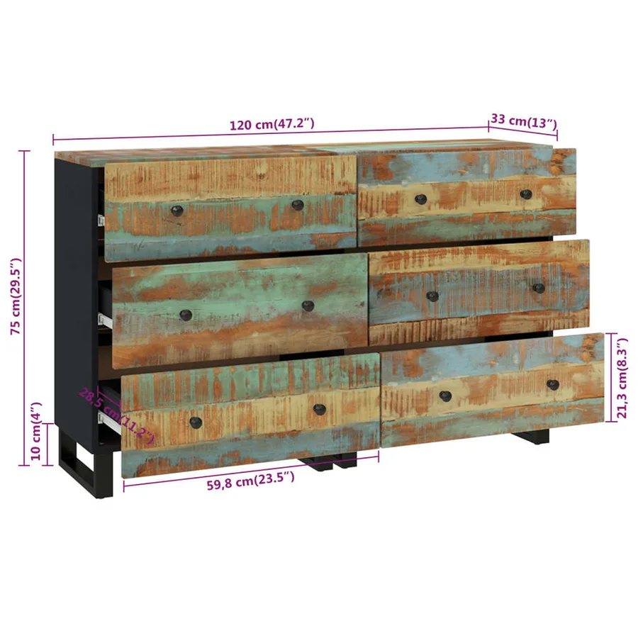 Buffets 2 pcs 60x33x75 cm Bois massif de récupération - 11
