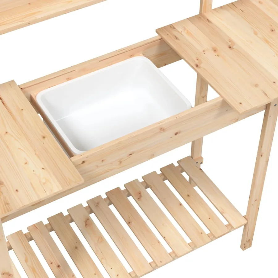 Table de rempotage et évier 147,5x44x139,5 cm bois massif sapin - 11