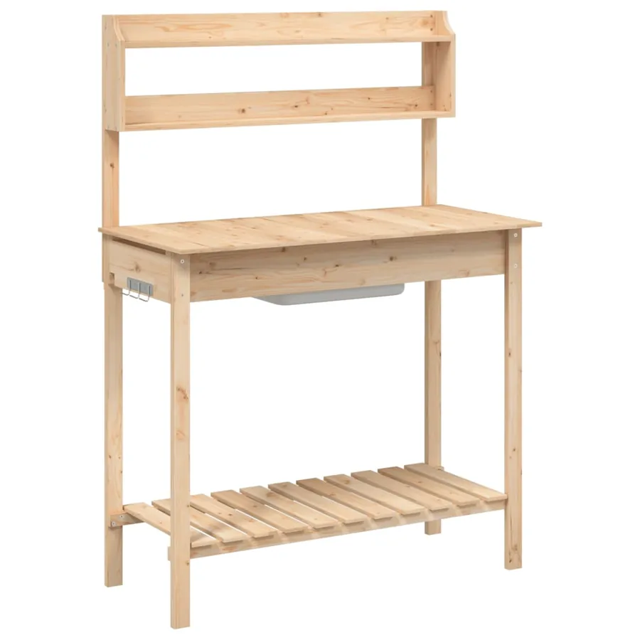 Table de rempotage et évier 147,5x44x139,5 cm bois massif sapin - 2