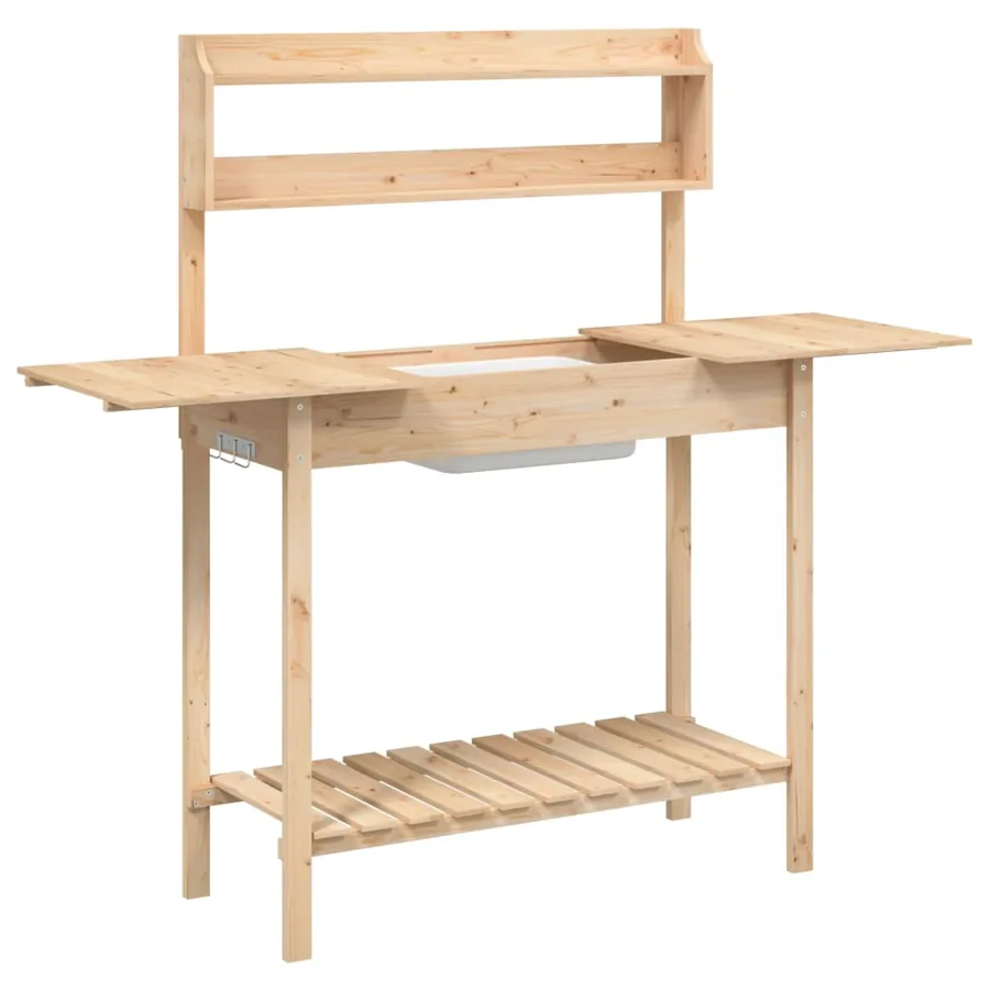 Table de rempotage et évier 147,5x44x139,5 cm bois massif sapin - 6
