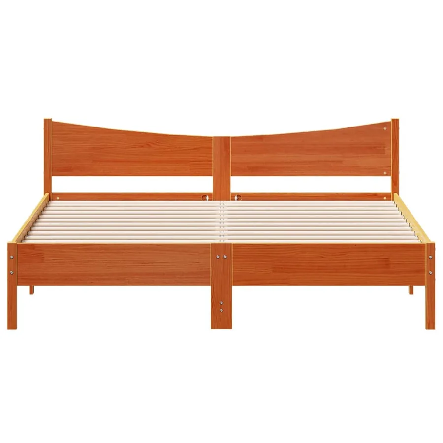 Cadre de lit sans matelas cire marron 200x200cm bois pin massif - 4