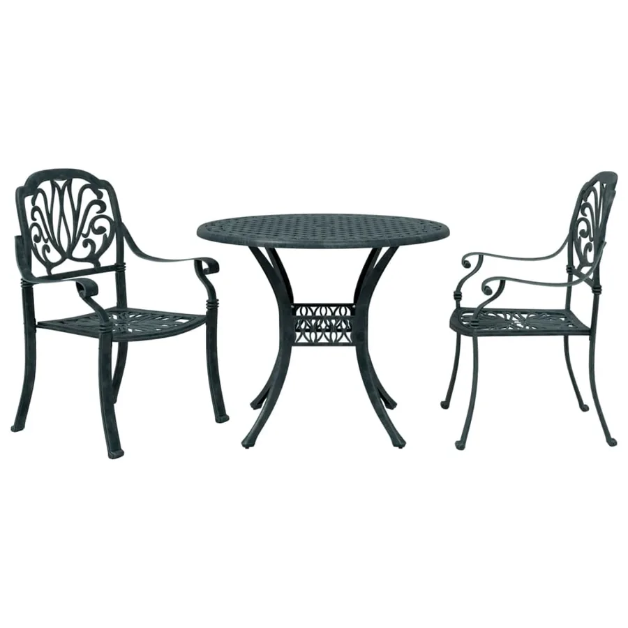 Ensemble de bistro 3 pcs vert aluminium coulé - 2
