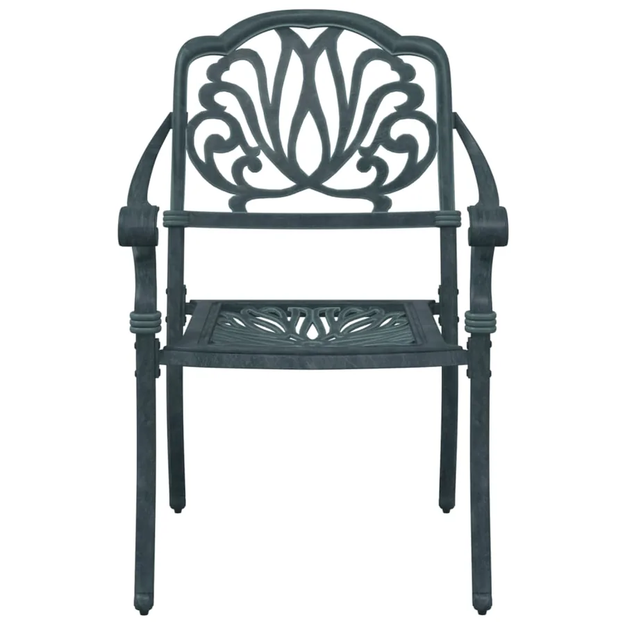 Ensemble de bistro 3 pcs vert aluminium coulé - 8