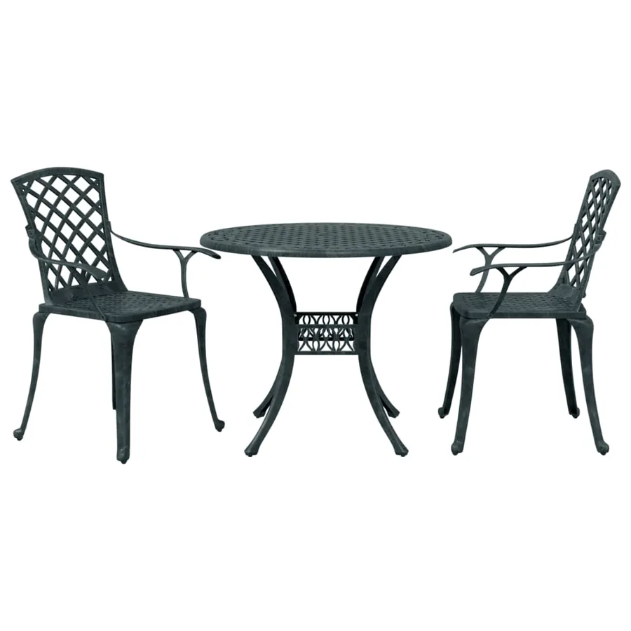 Ensemble de bistro 3 pcs vert aluminium coulé