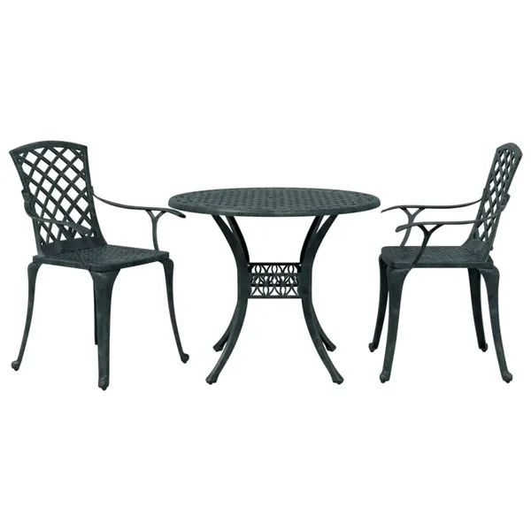 Ensemble de bistro 3 pcs vert aluminium coulé