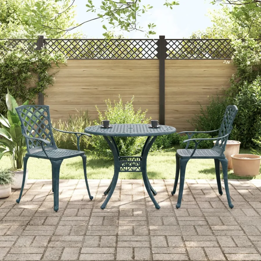 Ensemble de bistro 3 pcs vert aluminium coulé - 2