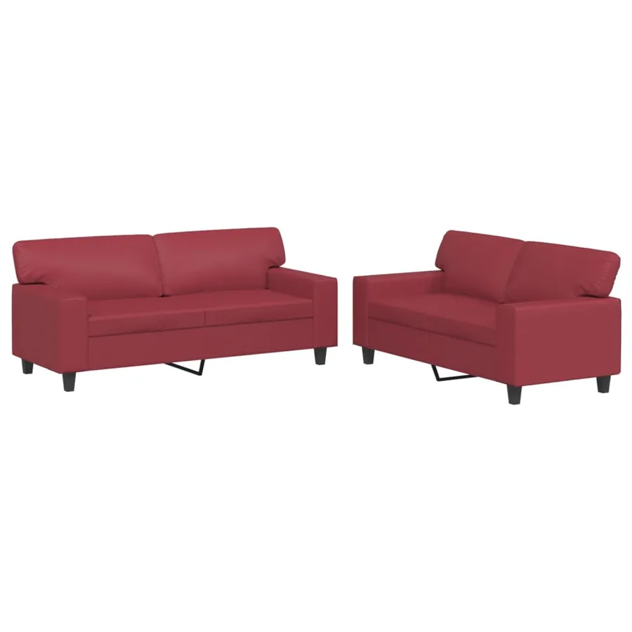 Ensemble de canapés 2 pcs rouge bordeaux similicuir - 2