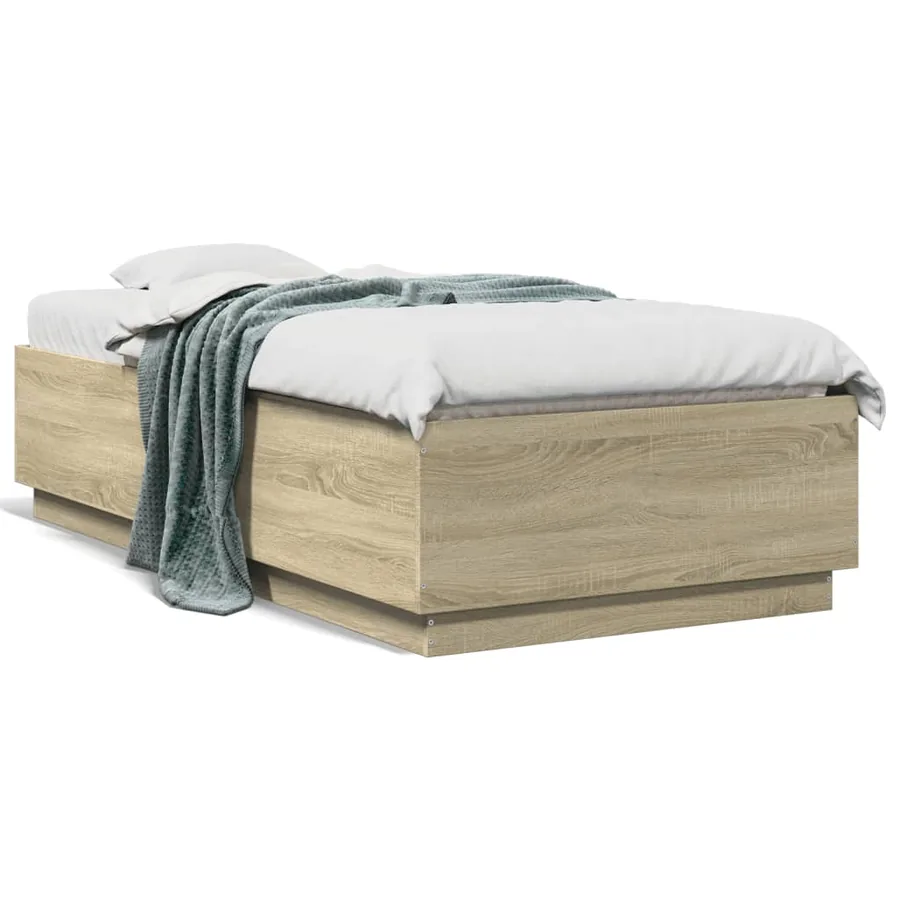 Cadre de lit sans matelas chêne sonoma 90x190 cm - 2