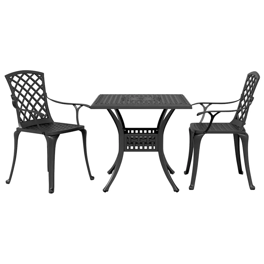 Ensemble de bistro 3 pcs noir aluminium coulé - 2