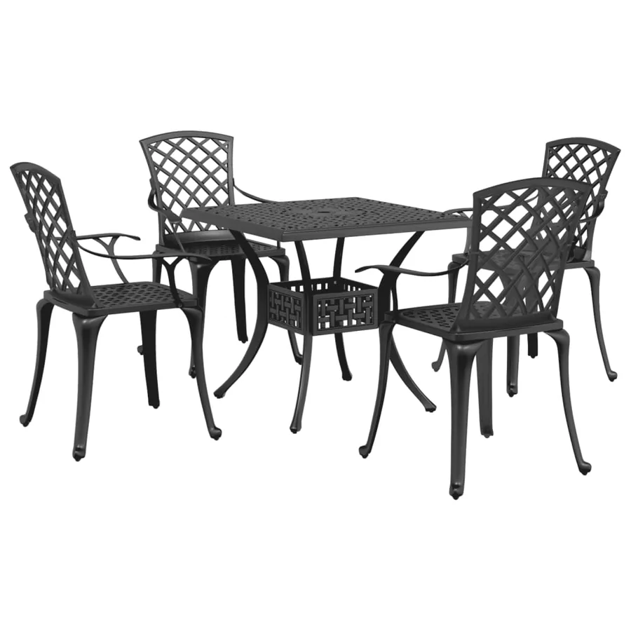 Ensemble à manger de jardin 5 pcs noir aluminium coulé - 2