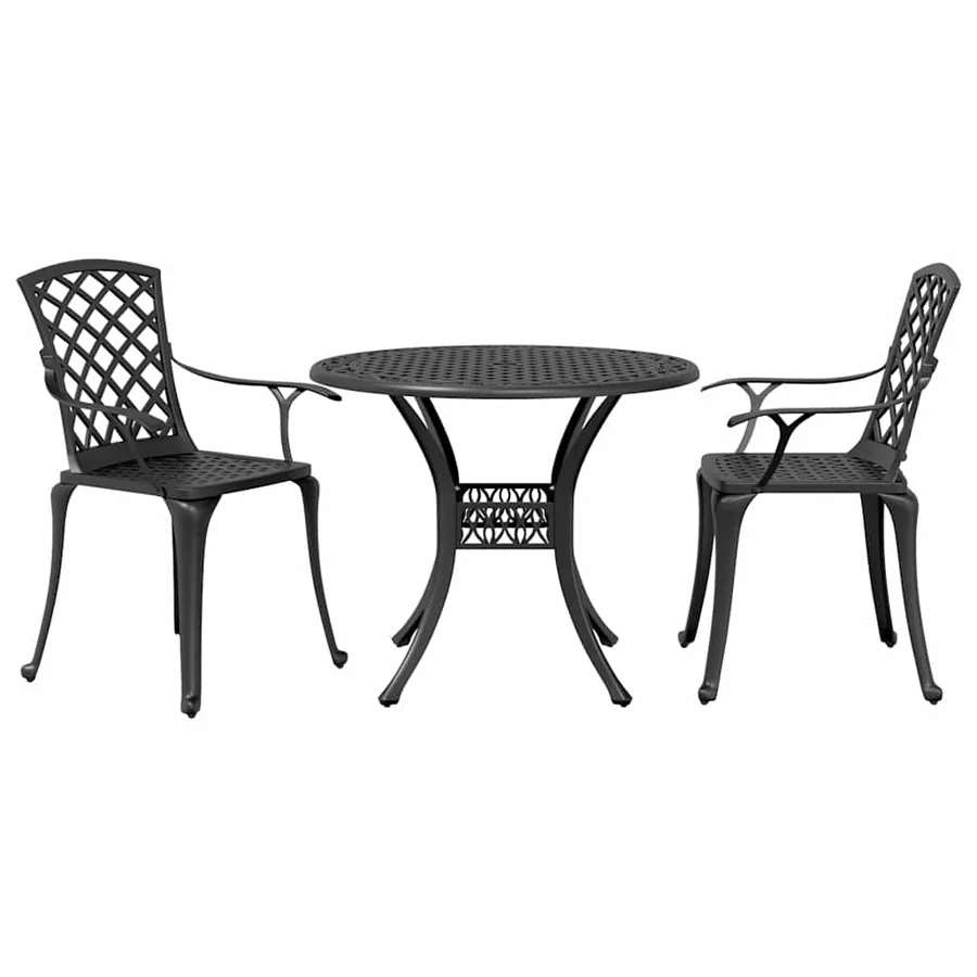 Ensemble de bistro 3 pcs noir aluminium coulé