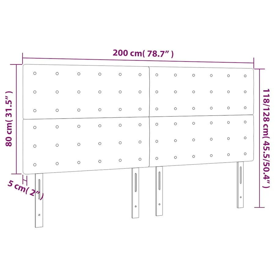 Tête de lit Vert foncé 200x5x118/128 cm Velours - 8