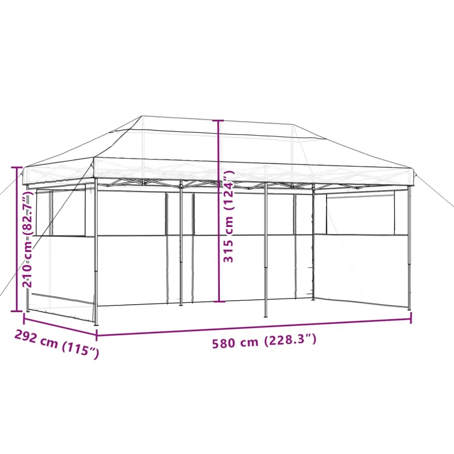 Tente de réception pliable escamotable 3 parois latérales vert - 9